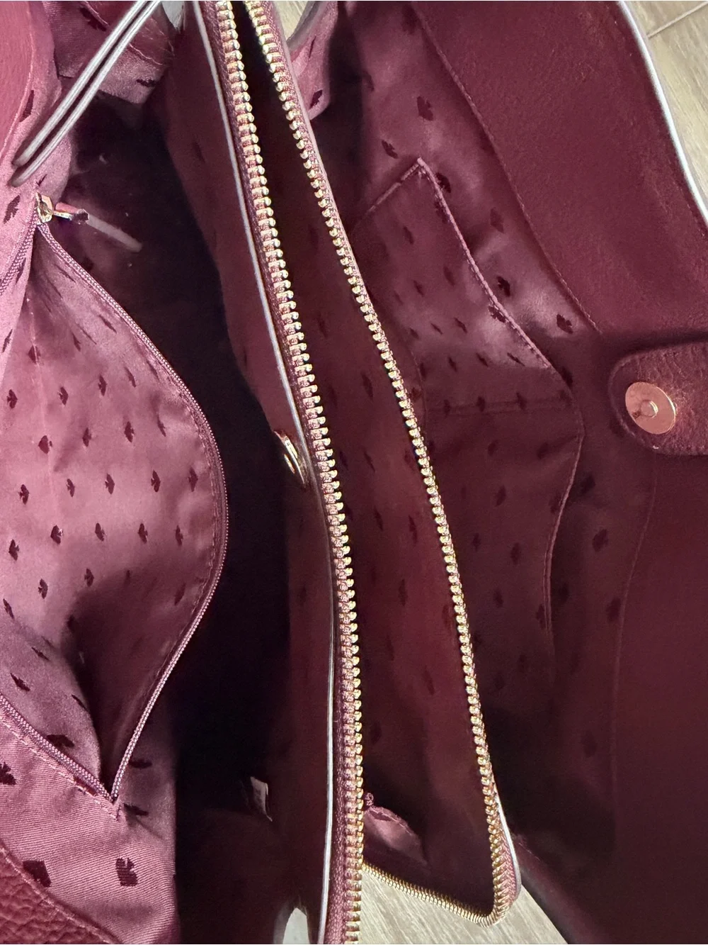 Excellent used condition Kate Spade Burgundy Leather Shoulder Bag.